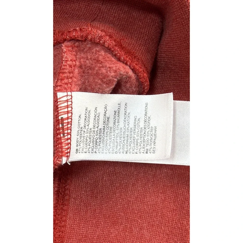 The North Face Hoodie Mens Small Red Pullover Graphic Sweatshirt Kangaroo Pocket
